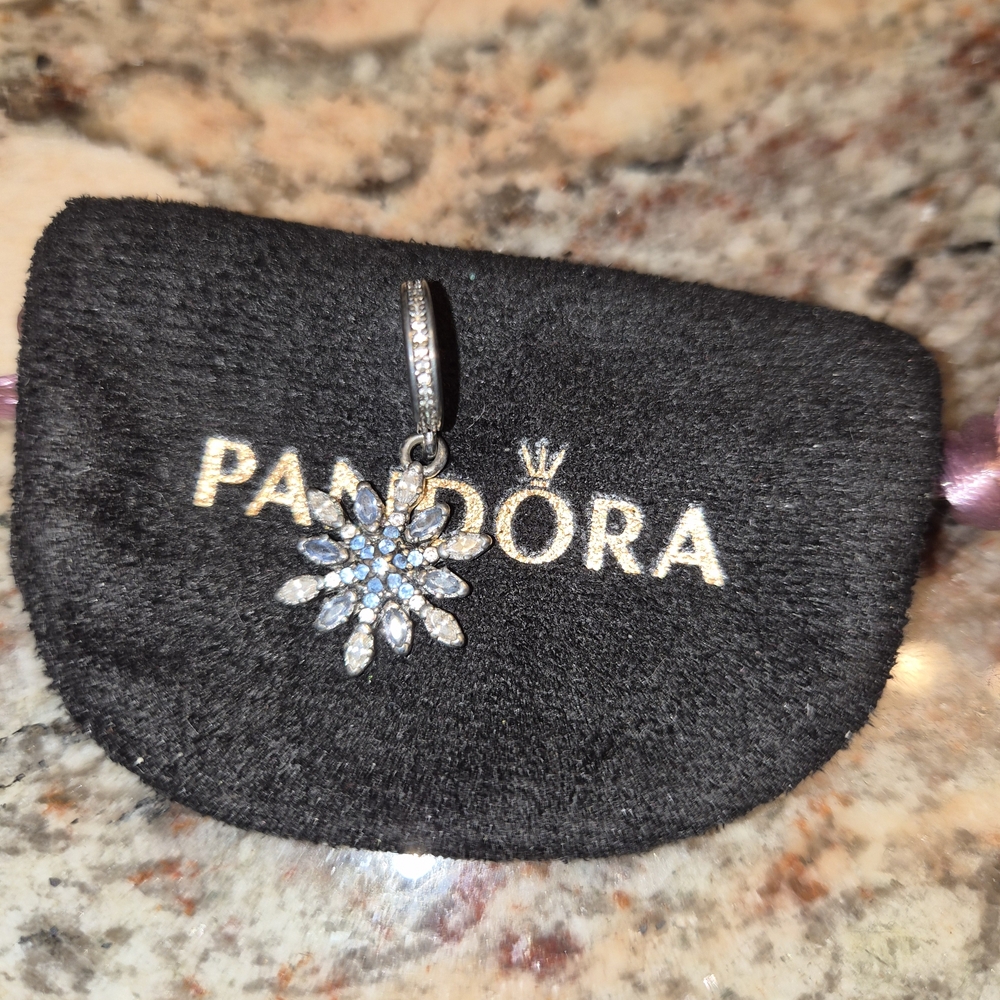 Pandora Silver and Light Blue Floral Charm